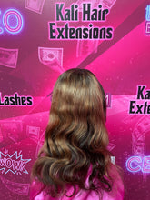 Load image into Gallery viewer, &quot;Kali&quot; Transparent lace closure wig brown &amp; honey blonde highlights