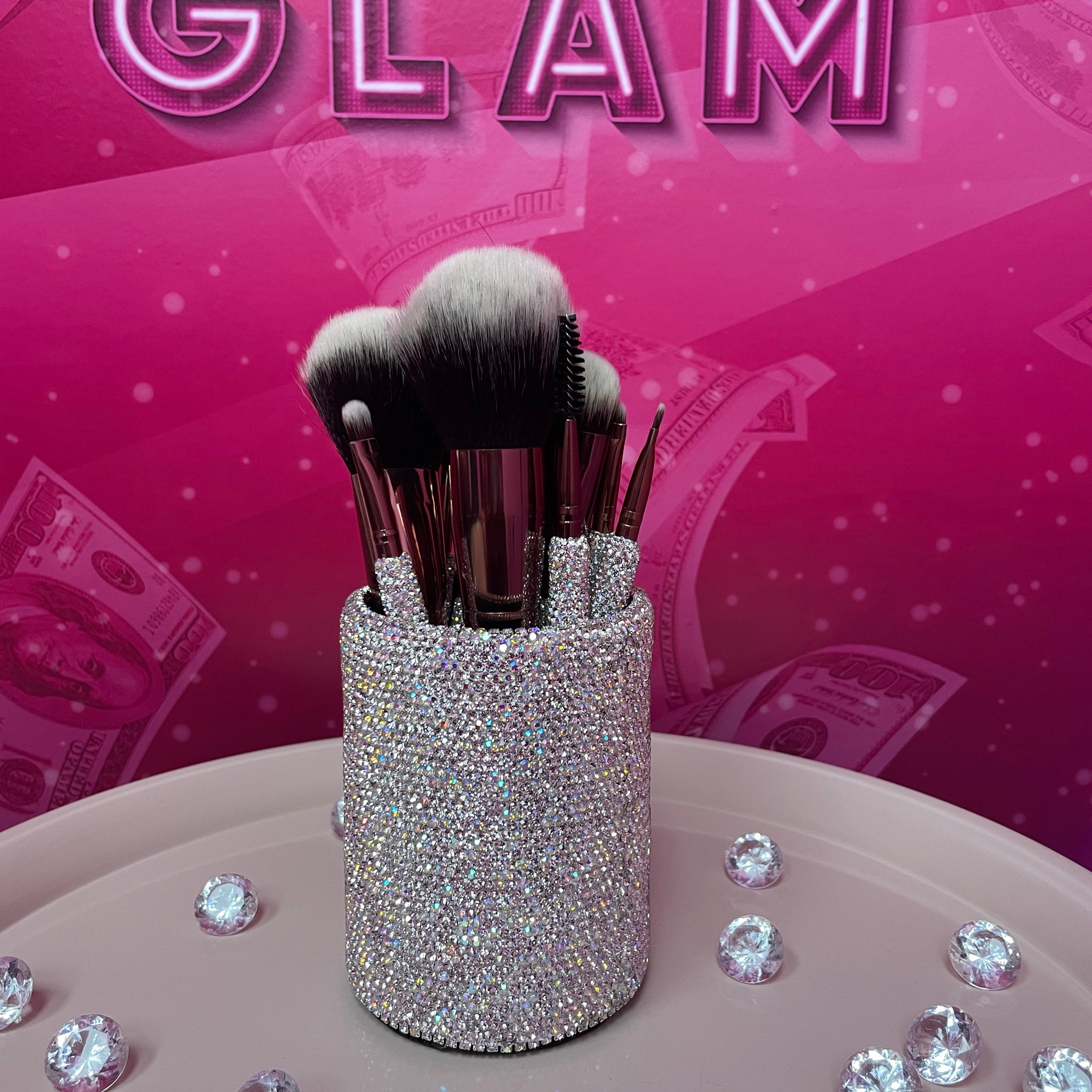 Bling makeup brush holders